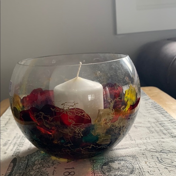 Red and Yellow glass Candle Holder Accent for a Vibrant Display - Picture 1 of 3